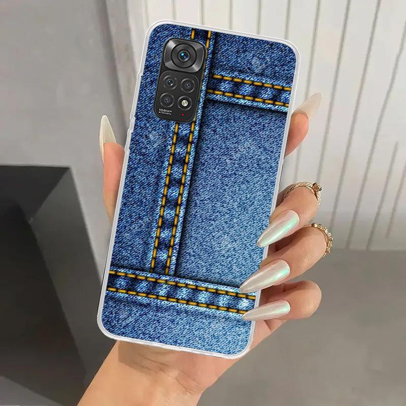 Джинсовый Ковбойский Деним Печатный Чехол для Телефона для Xiaomi Redmi Note 15 14 14S 13 12S 12 Pro 11S 11 Plus 11T 11E 10S Мягкий Чехол Принт Она