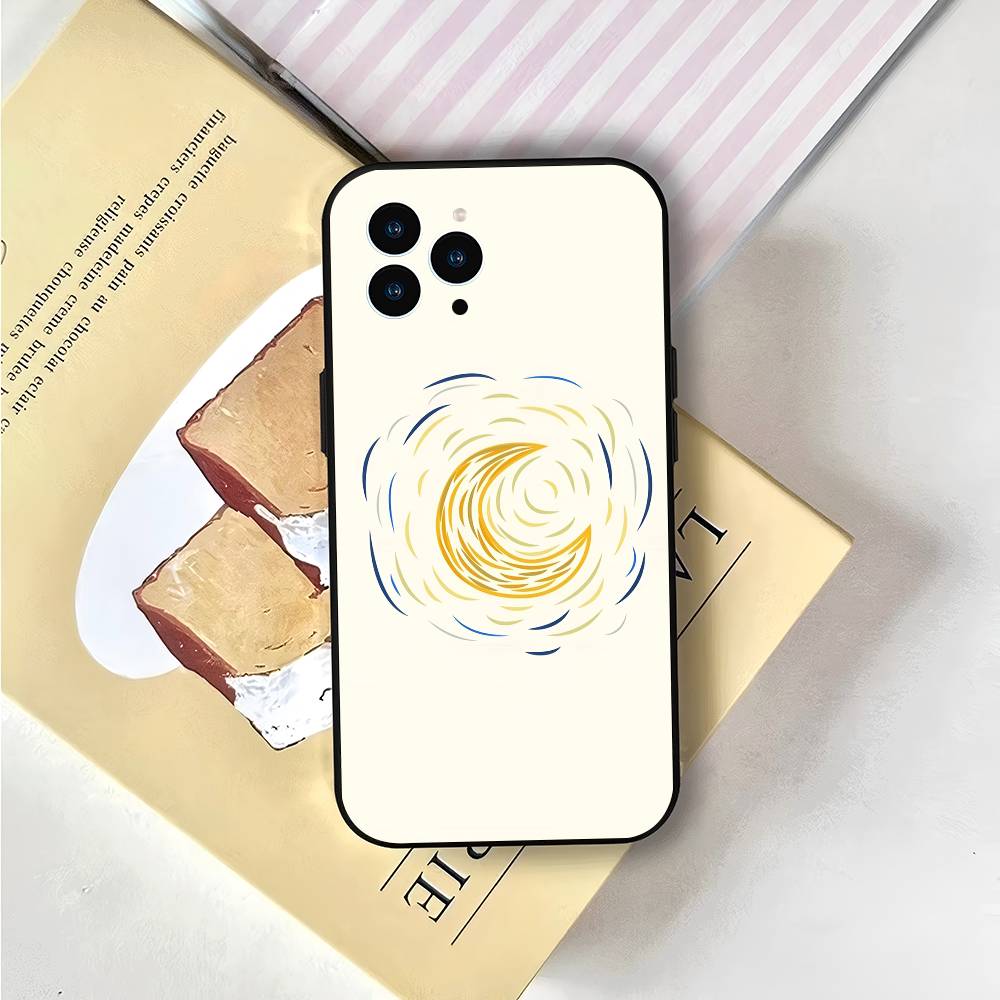 Милый рисунок для iPhone 17 Air 16 15 14 13 12 11 Pro Черный Мягкий Чехол для Телефона