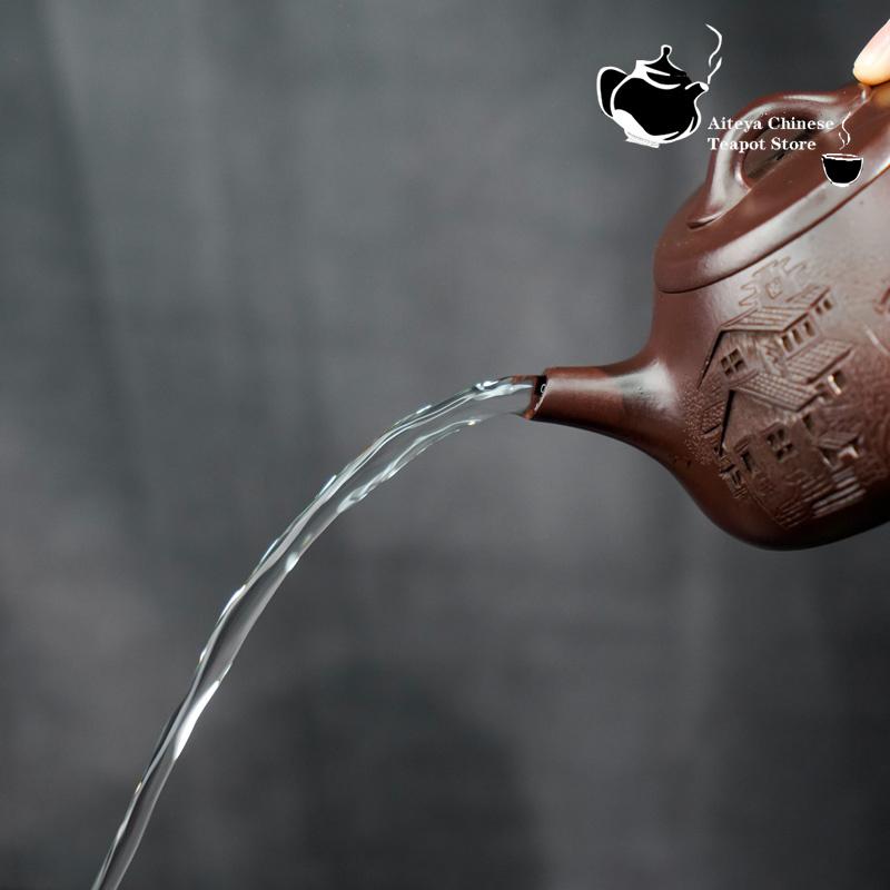 Chinese Teapot Raw Ore Purple Vermillion Mud Sword Flowing Stone Scooping Purple Sand Pot Hand-carved Purple Clay Teapot Tea Set