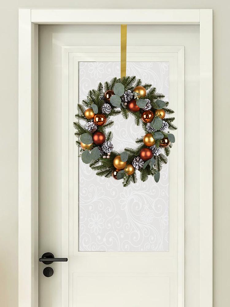 Golden Wrought Iron Christmas Wreath and Stocking Hook