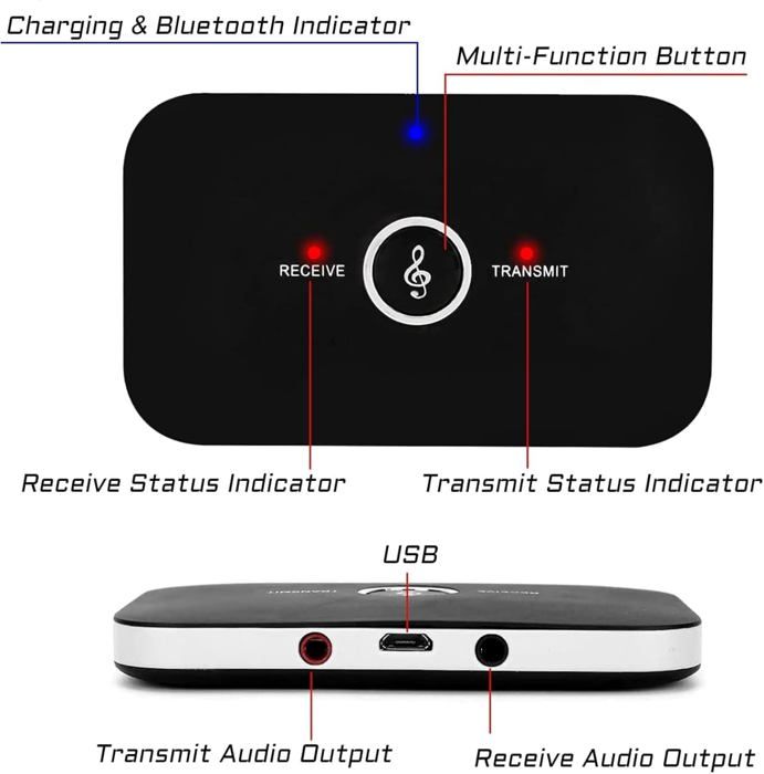 Adaptateur Bluetooth - Ozvavzk - 5.0 - Émetteur/Récepteur - 10 mètres - 2 en 1