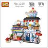 LOZ 1219 Architecture City Street Ice Cream Shop Store Restaurant Cat Mini Blocks Bricks Building Toy for Children Gift No Box