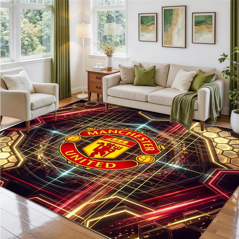 Manchester United Design Crystal Velvet Rug Soft Decorative Mat for Bedroom Entrance