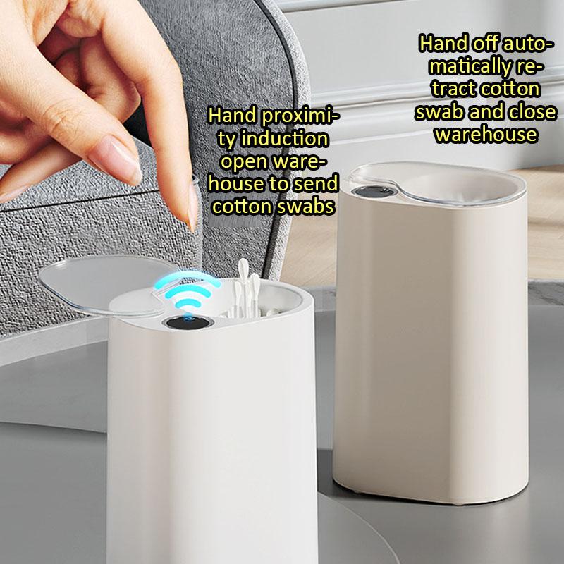 Индукционная коробка для ватных палочек Автоматический диспенсер Контейнер для ватных палочек Пылезащитная крышка Органайзер для макияжа для ванной комнаты Домашнее хранение