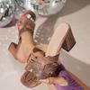 Модные женские сандалии Сексуальные шлепанцы из мягкой кожи 2025 Новая мода Сандалии на высоком каблуке Удобная роскошная женская обувь Sandalias De Mujer
