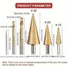 6-Piece Titanium-Coated HSS Step Drill Bit Set - Ultimate Drilling Upgrade for Wood & Metal - Durable, Corrosion-Resistant, Versatile Solution