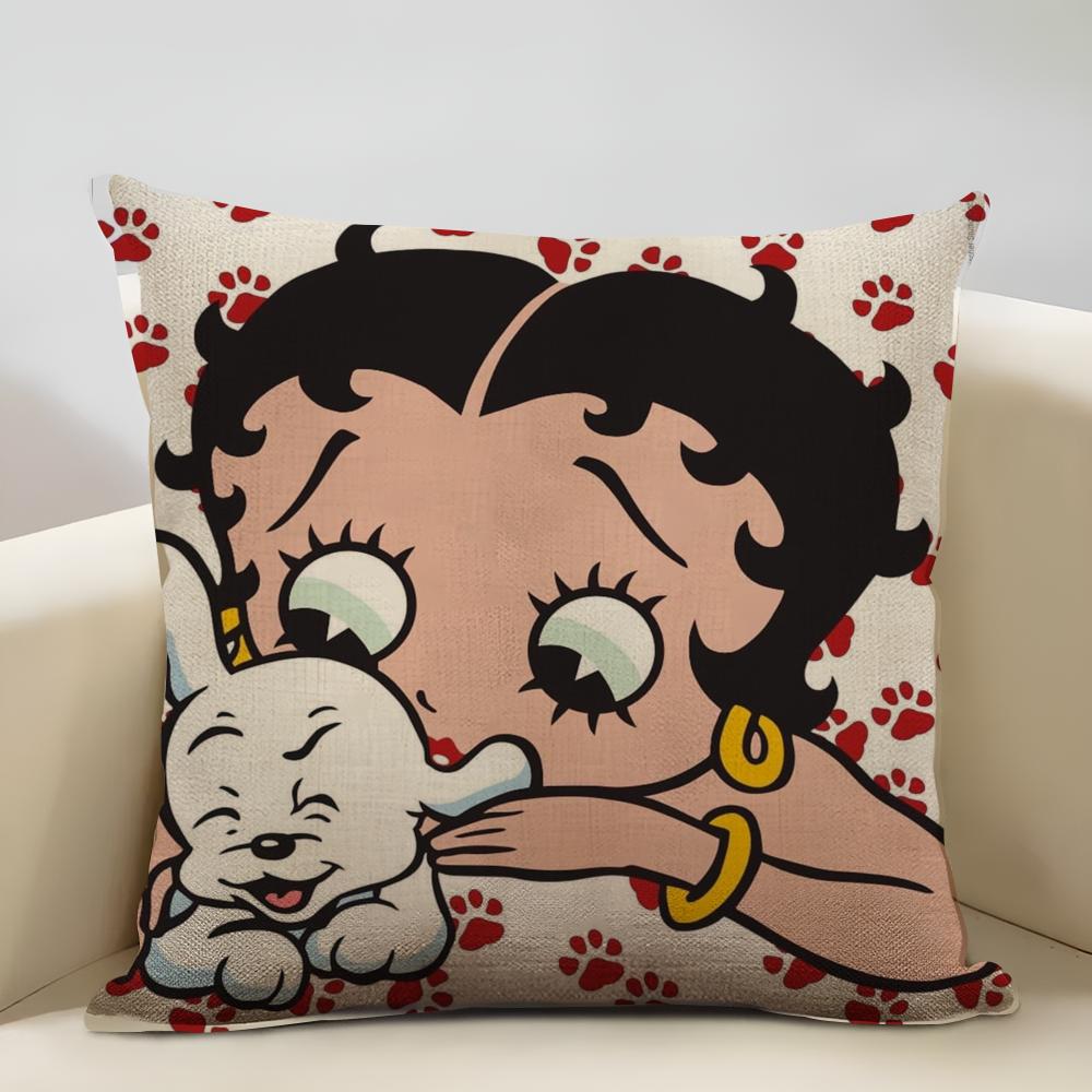 Наволочка Betty Boop для домашнего декора, льняная наволочка для диванной подушки: Приятный к коже и дышащий с невидимой молнией