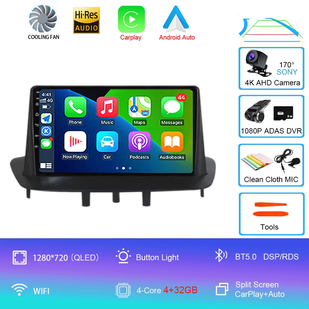 Автомобильное радио Android 14 для Renault Megane 3 Fluence 2008-2014 Мультимедийный видеоплеер Навигация Стерео DVD Carplay Головное устройство WIFI