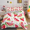 Watermelon King Queen Duvet Cover Summer Black and Green Stripes Fruit Bedding Set Girly Watercolor 2/3pcs Polyester Quilt Cover