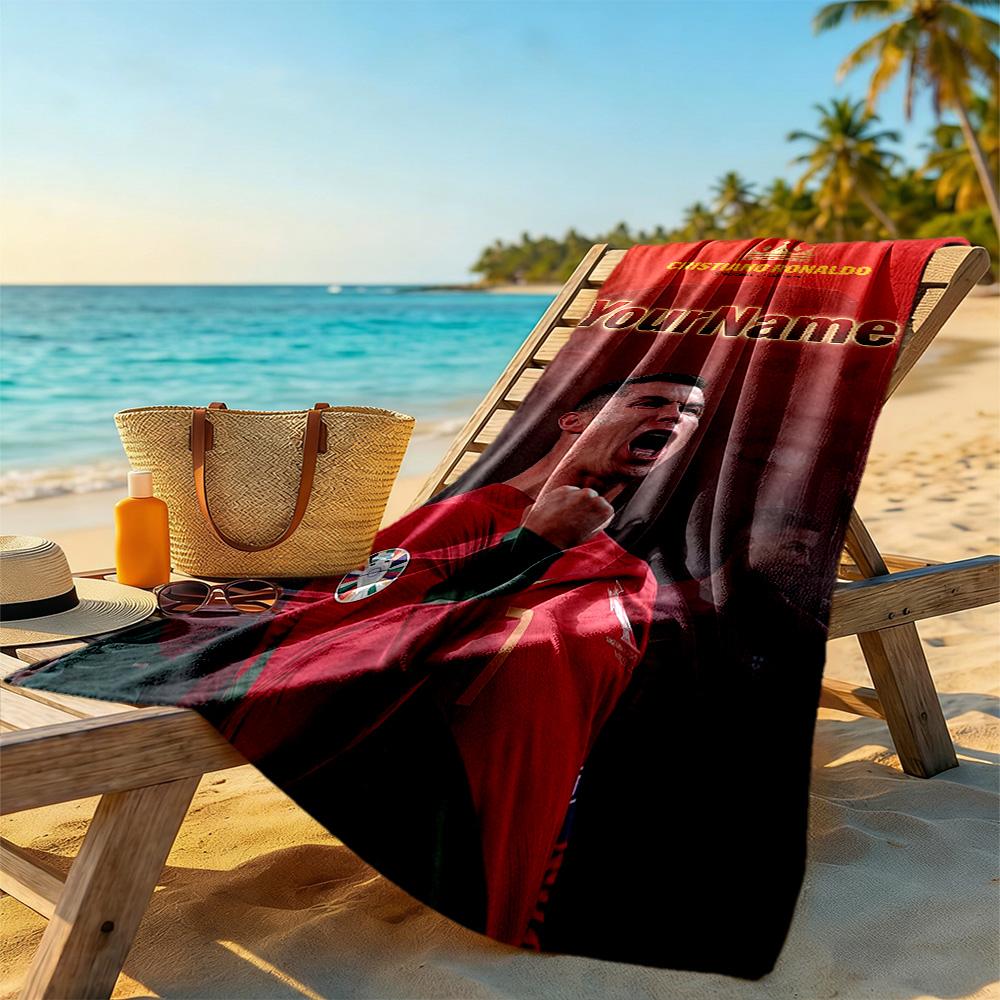 Cristiano Ronaldo Personalized Name Beach Towel Super Soft Microfiber Quickdry Fabric Suitable for Sports Travel Swimming Yoga Bathroom Beach And Pool