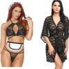 Ladysta Sexy Costume for Women Black-White Net Maid Roleplay & Lingerie Rob LACK Nightwear Freesize (S M L)