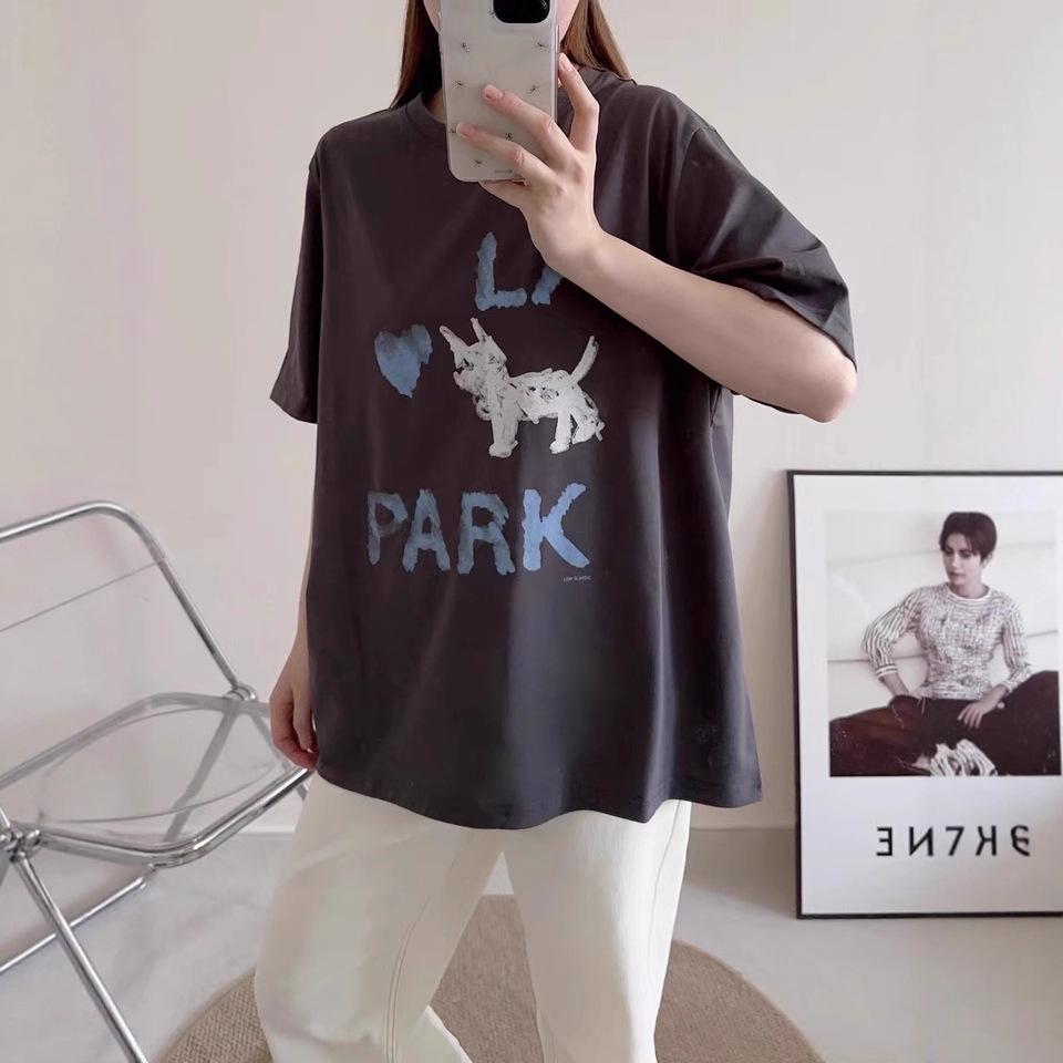 Puppy Design Korean Style Unisex T-Shirt - Women's Loose Casual Short Sleeve, Trendy 2026 Summer Essential