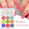 Набор из 9 цветов градиентного дизайна ногтей с блестками, твердый пигмент для дизайна ногтей