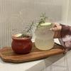 INS Стеклянные Кофейные Винные Чашки Прозрачные Полосатые Кружки для Холодных Напитков Завтрака Молока Ледяных Соков Коктейлей Стаканы Посуда Бутылки