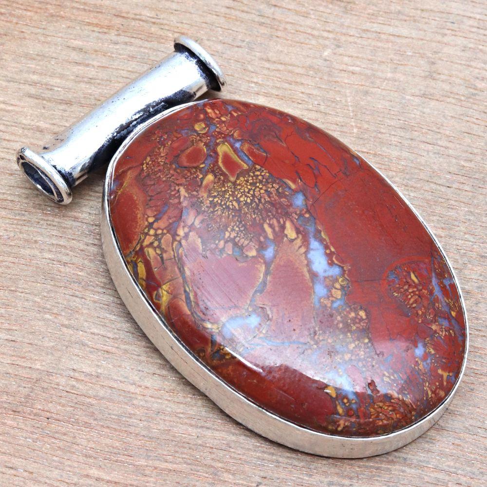 Подвеска с яшмой птичий глаз, драгоценный камень, подарок на День матери, серебряные украшения, 1,75 дюйма