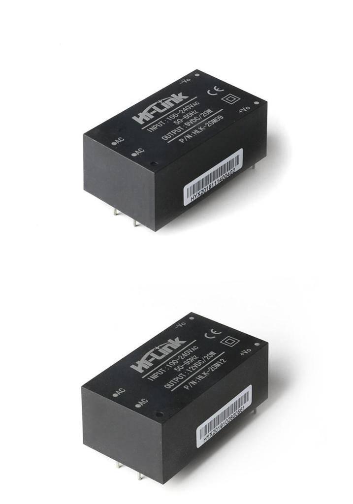 AC-DC модуль питания HLK-20M: Преобразует 220 В в 5 В, 9 В, 12 В или 24 В