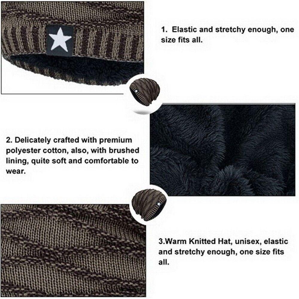 Men Women Fleece Lined Warm Thermal Ski Cap Beanie Hat Knitted Cap Skullies Hat