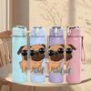 1PC Cool Sunglasses Pug Dog 750ml Color Plastic Sports Water Bottle Leakproof Flip Straw Lid Suitable for Sports Office Home Use