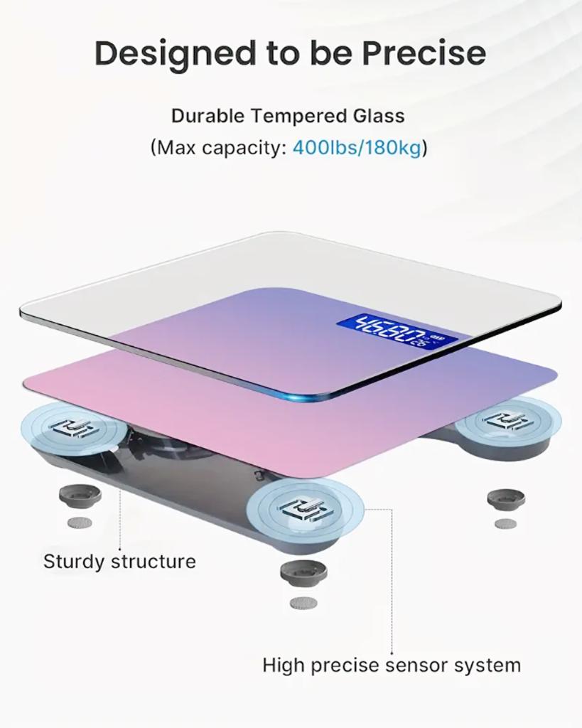Gradient Color Intelligent LCD Electronic Scale Digital Display Glass Weight Scale Balance Body Health And Weight Loss