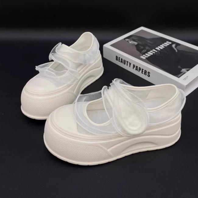 Новое балетное кружево органза сетка одно слово Мэри Джейн ракушка голова белые туфли сумка голова туфли Мэри Джейн