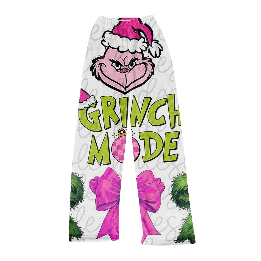 Women's Fashion Casual Christmas Printed Pants Plush Casual Pants