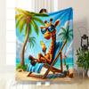 Giraffe in Sunglasses Relaxing on Beach print blanket soft and cozy perfect for the living room bed sofa or a nap,gift