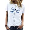 Женские футболки с графикой стрекозы Модные повседневные свободные летние смешные милые с принтом рубашки с коротким рукавом Топы