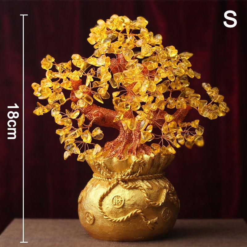Миниатюрное хрустальное денежное дерево высотой 18 см в стиле бонсай, дерево богатства и удачи, домашний декор