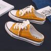 Summer Casual Low-top Shallow-mouth Canvas Shoes half-Support Women's Cloth Shoes Lazy Shoes Student Skate Shoes