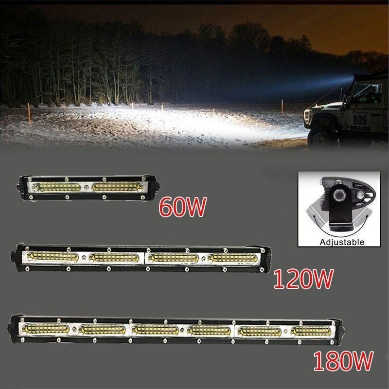 60W/120W/180W LED Light Bar Grill Spot Work Lights for Off Road ATV Vehicles Trucks Cars SUV Jeep