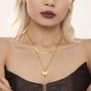 Двухслойное сердце из нержавеющей стали с покрытием 18 карат от Qiong Yao на цепочке с волнообразным плетением