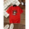 Kids Crewneck Short Sleeve T-Shirt, Fun Fishing & Cross Print Comfort Casual Tee
