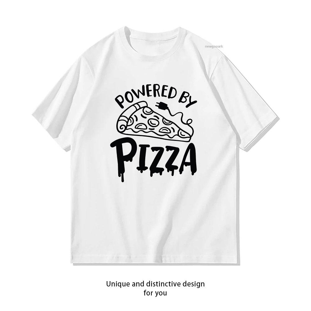 Powered By Pizza Shirt Woman Man Summer Cotton Graphic T Shirts Adult Streetwear Camisetas Tops Shortsleev S3XL couple