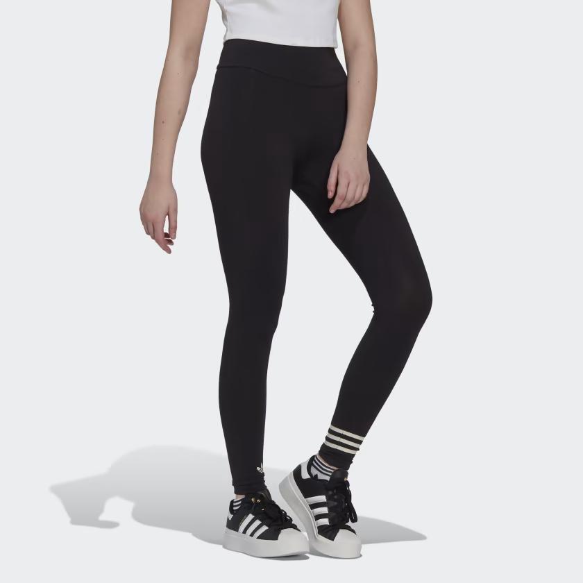 Adidas Originals Logo Print Elastic Waist Leggings Women Bottoms Black HM1766