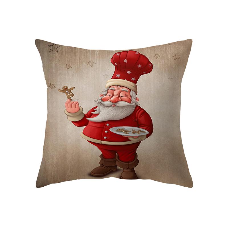 Santa Claus Christmas Theme Printed Pattern Cushion Cover Home Living Room Sofa Decoration Square Pillow Pillow Cover