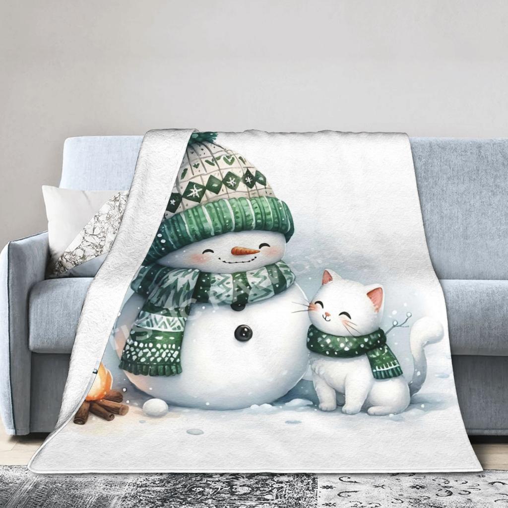 Christmas Snowman Plush Blanket Children Flannel Throw Blanket For Home Decor Warm Custom Quality Bedspread Gift