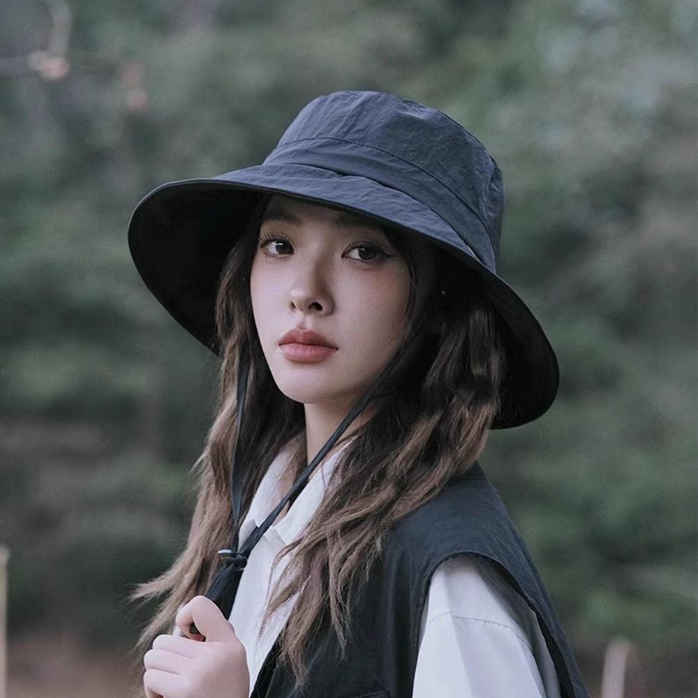 Защита от УФ-лучей Широкополая Солнцезащитная Шляпа Однотонная Альпинистская Кепка Шнурок Шляпа Рыбака Унисекс