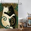 1 шт. Водонепроницаемая перфорированная шторка для душа с принтом древнегреческой кошки, перегородка для ванной, приватность, разные размеры, 12 крючков, простая установка