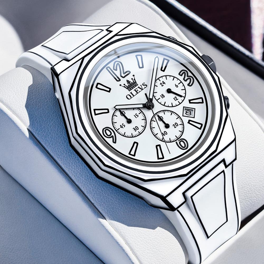 OLEVS Comic Style Black Lines Fashion Man Watch Waterproof Luminous Calendar Men Watch Quartz Men's Watches Reloj