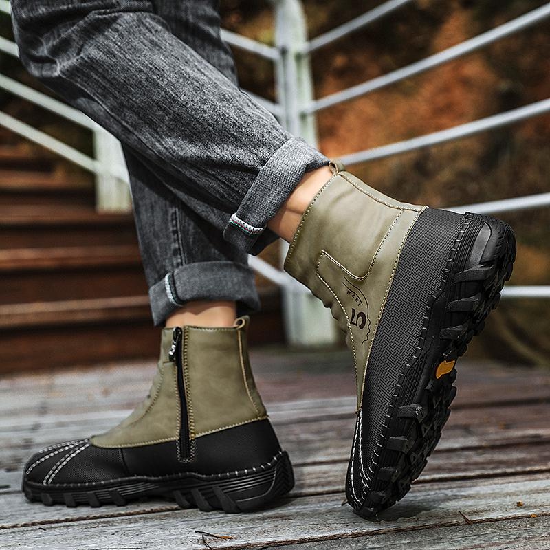 Новые модные мужские ботильоны ручной работы, высокие повседневные туфли, классические мужские ботинки для ходьбы, универсальные удобные ботинки для мотокросса