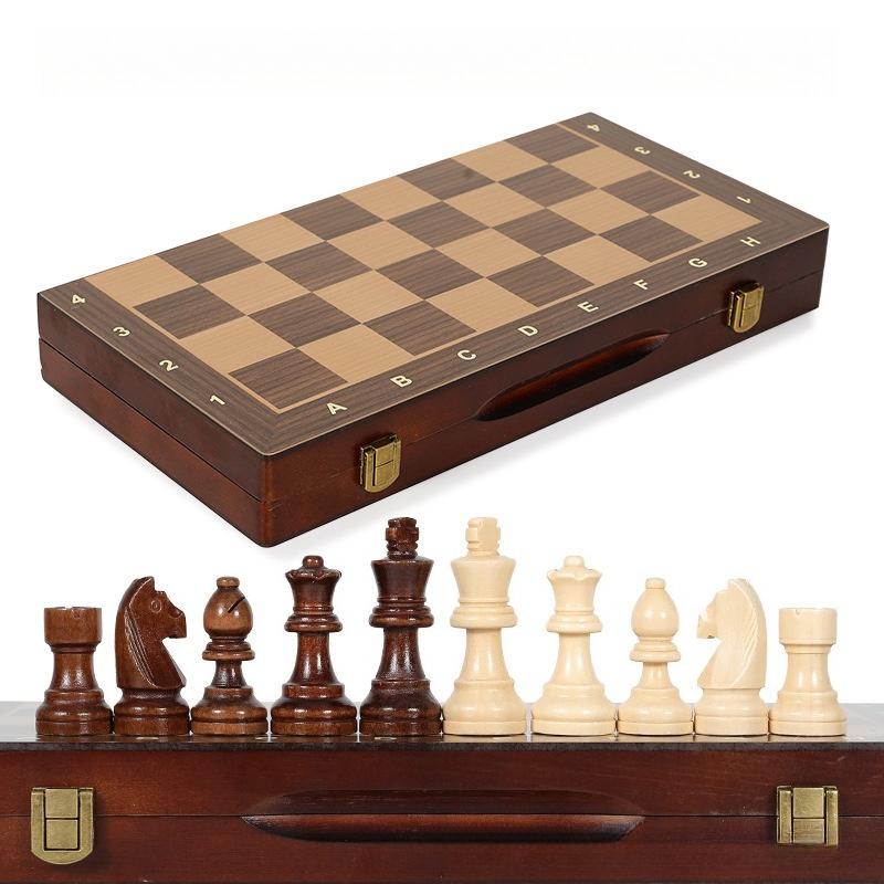 15 Inch Magnetic Chess Set Wooden Foldable Chess Board Game Large Table Games For Children Funny Family Table Games Nice Gifts