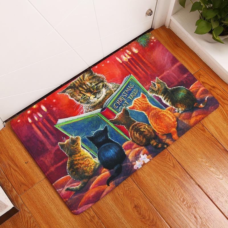 Cute Cat Rug Welcome Entry Mat Can Be Used for Bedrooms Kitchens Pets Dirt Resistant Durable Rugs Home Decoration Carpet Gift