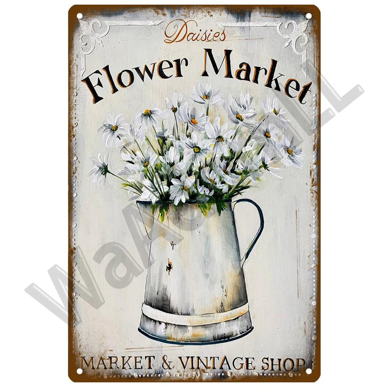 Ретро садовая жестяная вывеска, винтажный настенный плакат, металлический знак, декоративная настенная тарелка, цветочная табличка, металлический винтажный декор, аксессуары