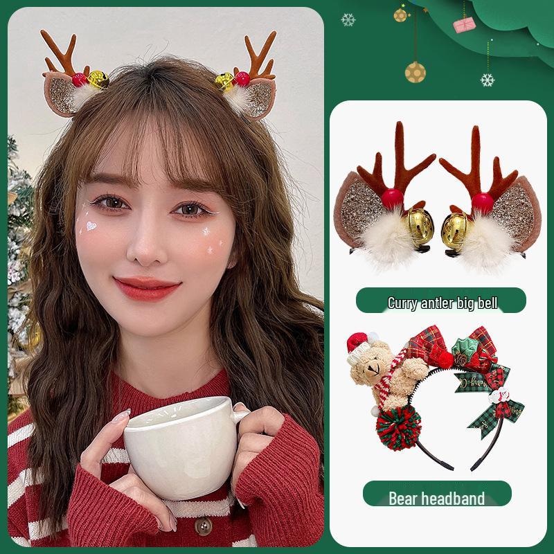 Женская рождественская плюшевая шапка, повязка на голову, аксессуары для волос