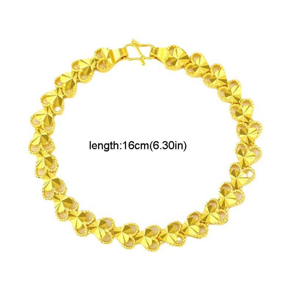 Delicate Love Heart Golden Bracelet Alloy Flower Hollow Bracelet Ornaments Hand Chain Chinese Style Bangles Ladies