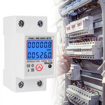 DDS6619-526L Счетчик электроэнергии 35мм DIN-рейка Установка Сбрасываемый 1000 имп/кВтч Однофазный счетчик электроэнергии для дома
