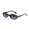New Elliptical Small Frame Sunglasses Fashion Women's Sun Shading Travel Purple Diamond Studded Eyeglasses UV400