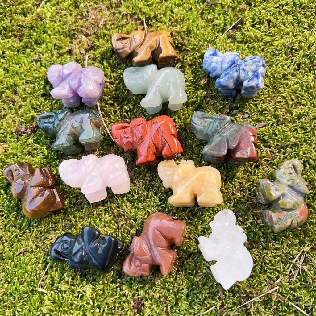 Мини-слон из натурального хрустального агата для детского научного образования