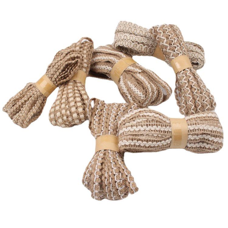 Hemp Rope Braided Lace: White & Yellow Wave for Handmade Crafts