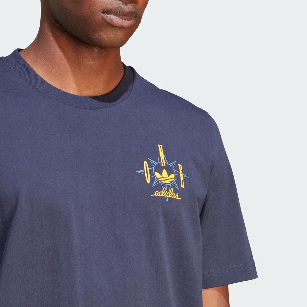 Adidas Originals Nice Graphic Tee with Letter Logo Print Men Tops Legend-Ink-Blue IR7591